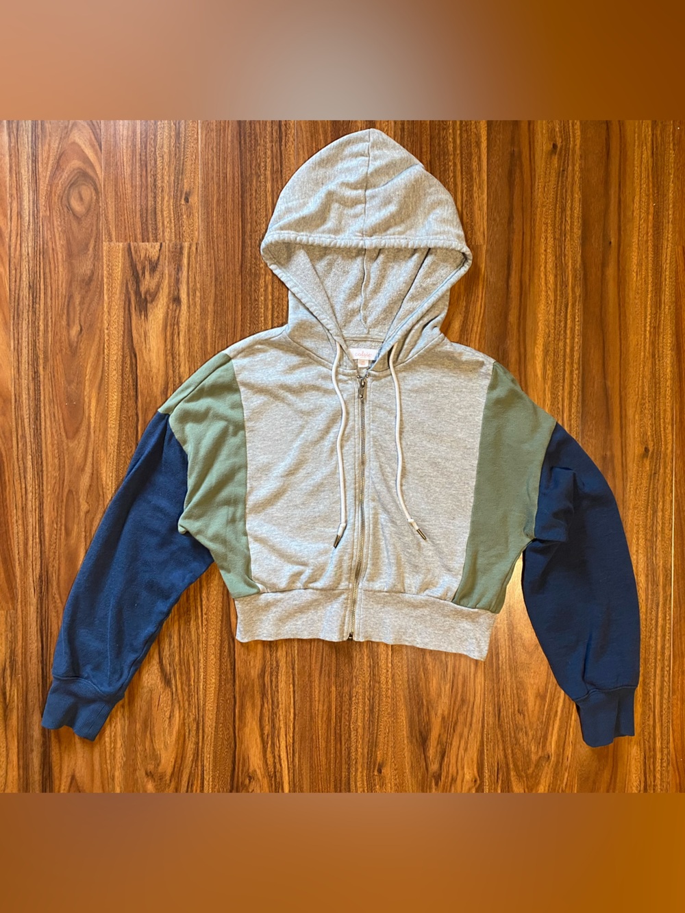 Colsie Colorblock Full-Zip Cropped Hoodie sweatshirt xs